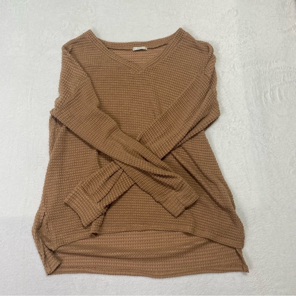 Jodifl Waffle Knit High Low Sweater Caramel Brown Size Medium - Picture 5 of 14